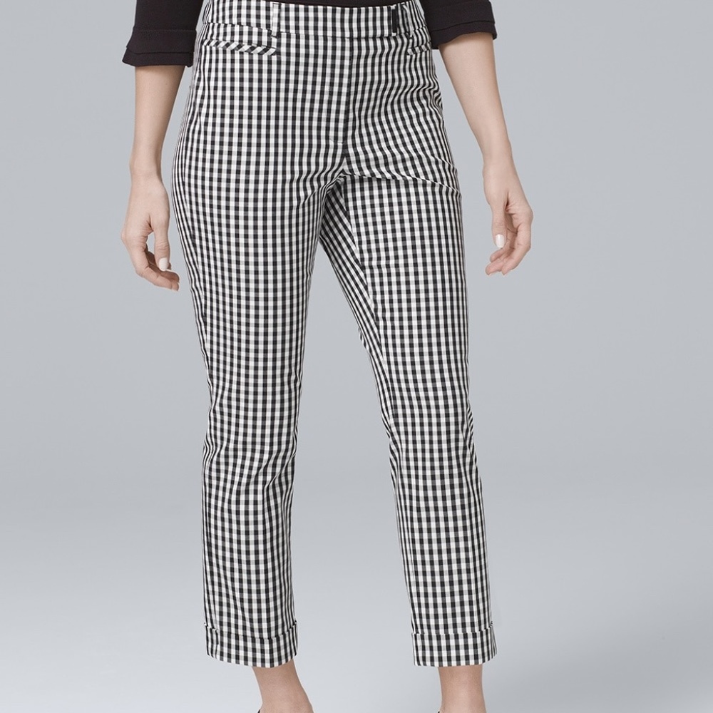 WHBM White House Black Market Women's Gingham Slim & Curvy Crop Pants 8S